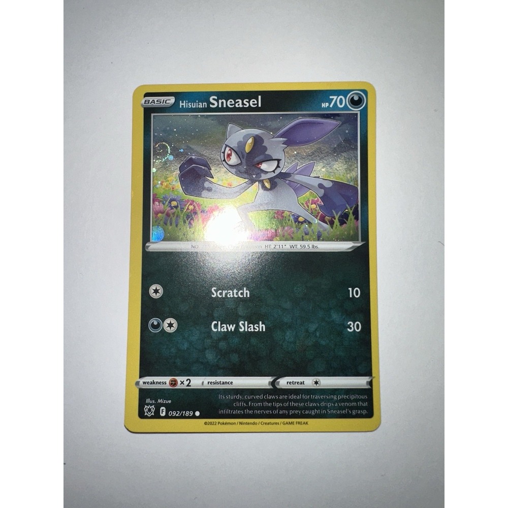CRAZY Fart Swirl ๐ MISCUT ERROR alignment dot! Hisuian Sneasel 092/189 holoโ - Picture 9 of 11